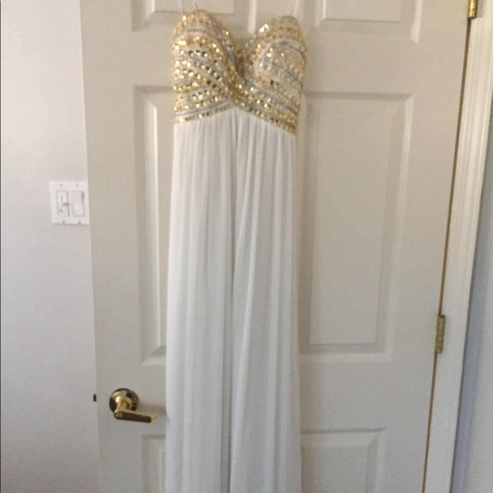 Gold studded event gown